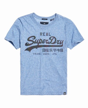 Superdry Vintage Logo Glitter Embossed Női Pólók Kék/Fehér | CKMHL2316